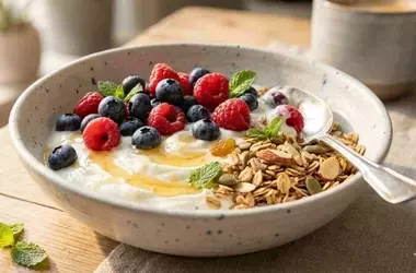 Ciotola Energetica: Yogurt Greco, Miele, Frutti di Bosco e Granola Casalinga
